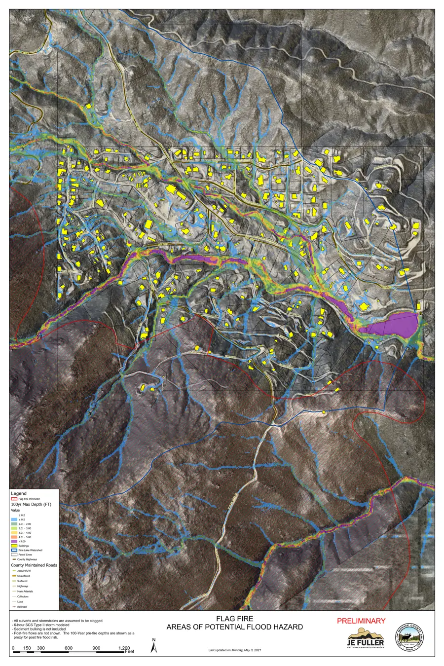 flag fire preliminary maps zoomed in