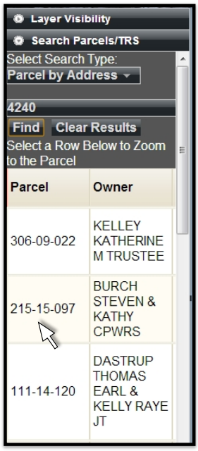 FEMA search by parcel menu