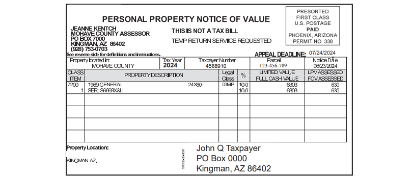 Notice of value