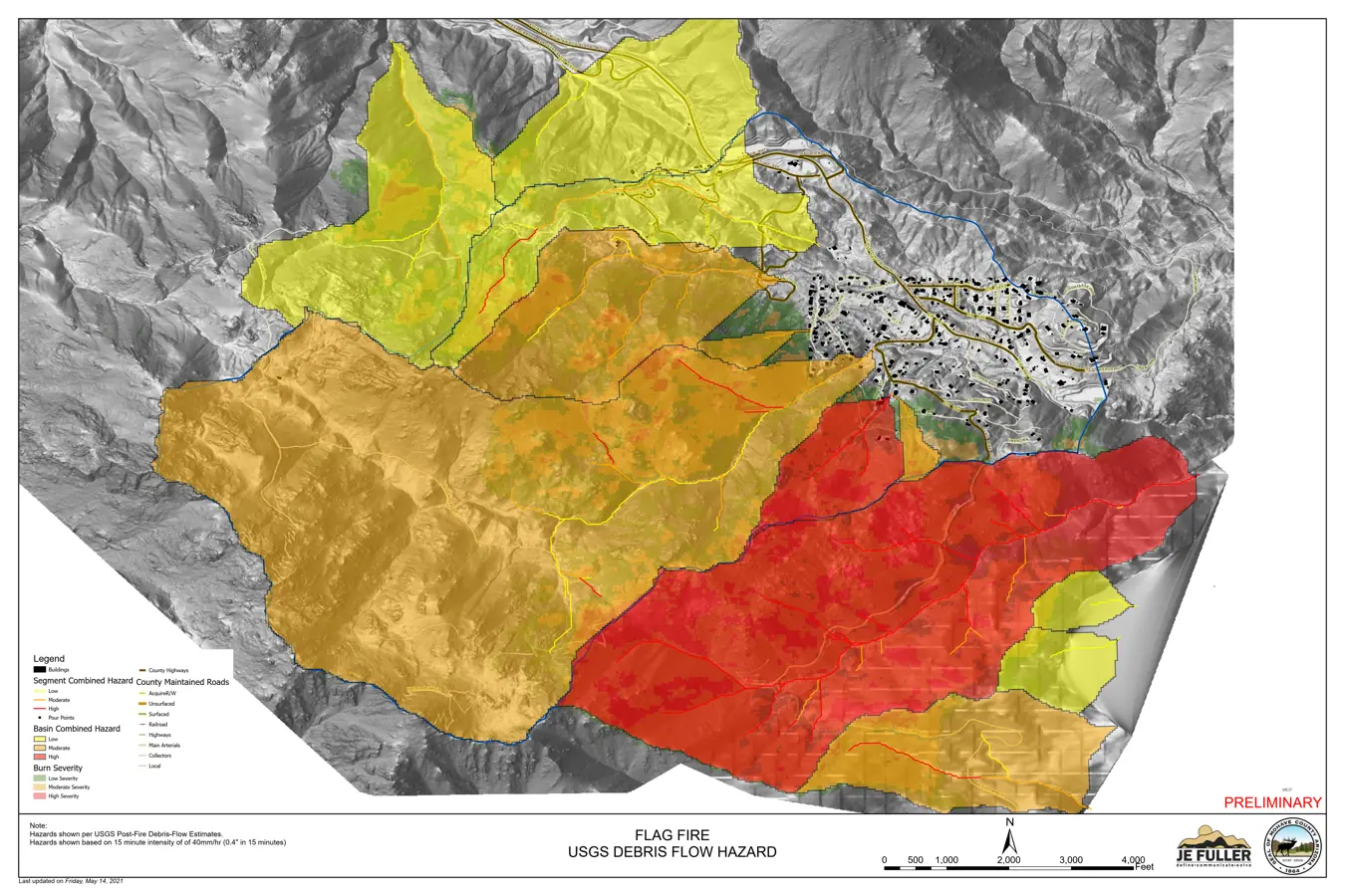 USGS debris flow hazard map