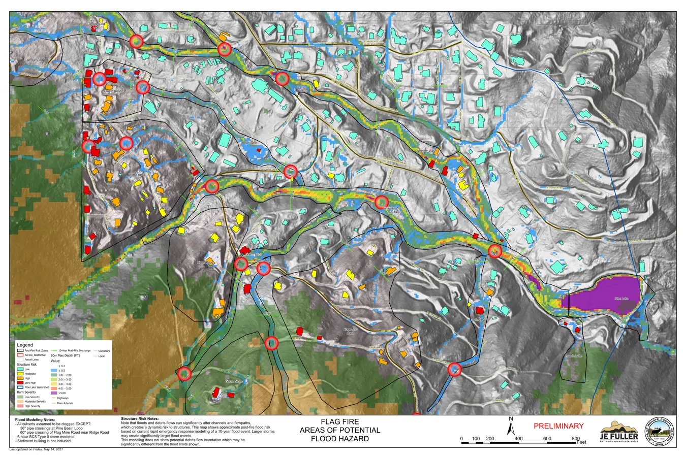 pine lake campground fire flag map zoomed in