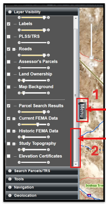 FEMA map viewer menu