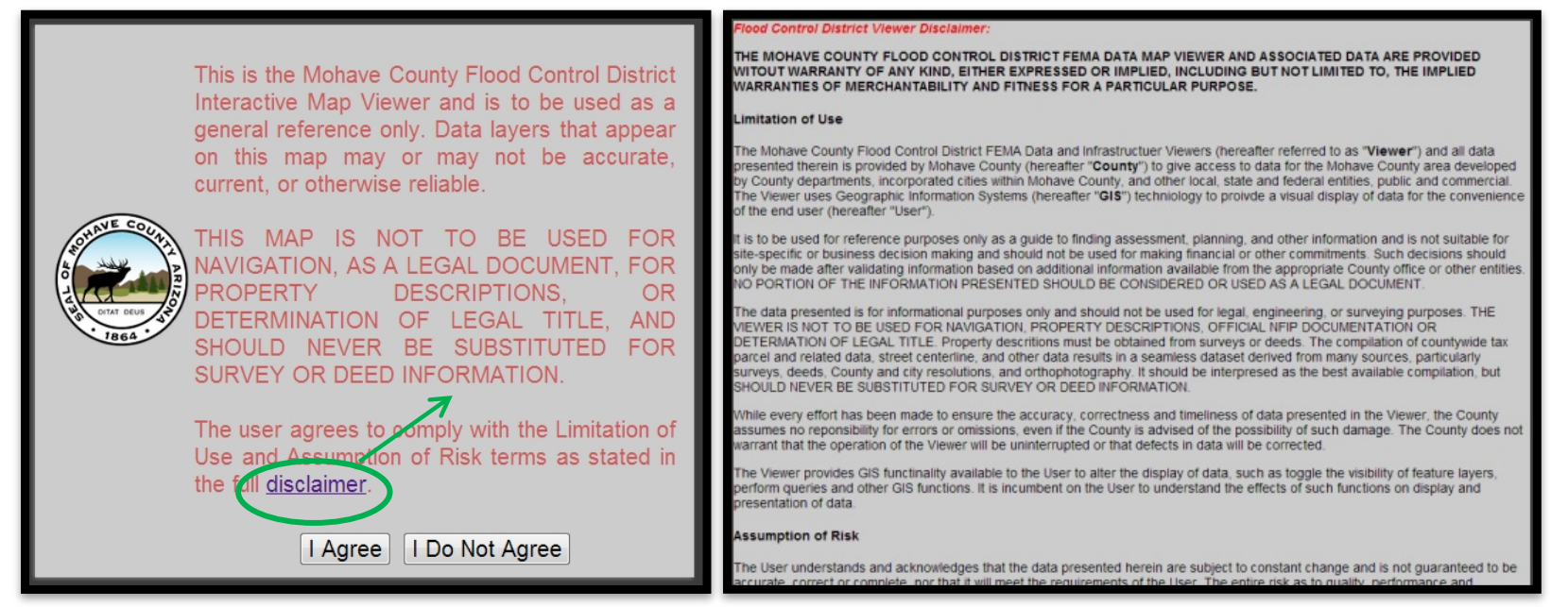 FEMA map viewer agreement page
