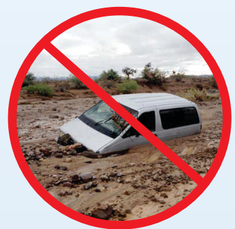 warning of car being swept away in flood