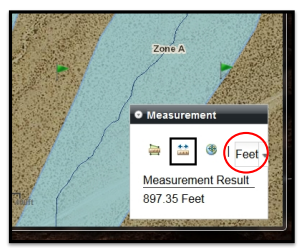 FEMA map view measurement window with feet circled
