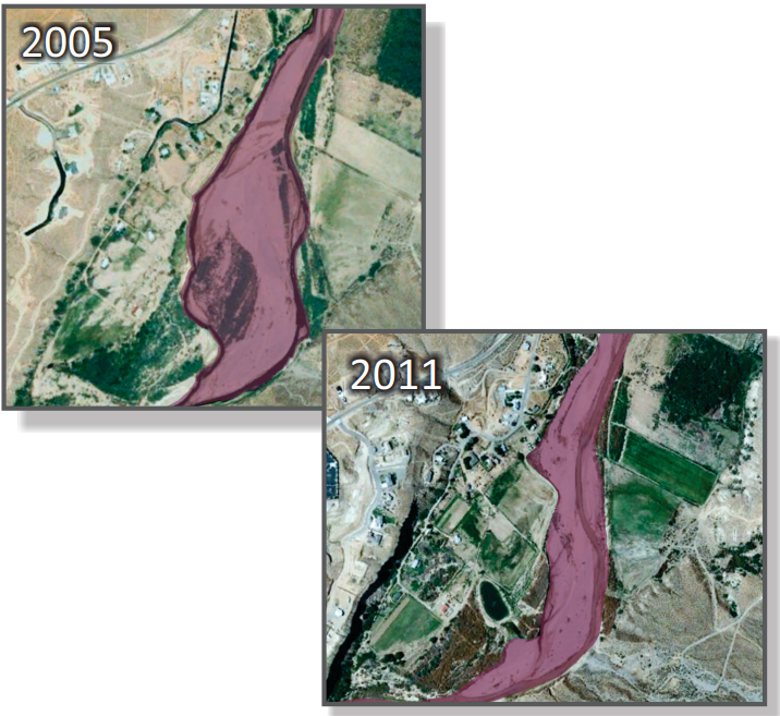 comparison of Virgin River floodplain in 2005 and 2011